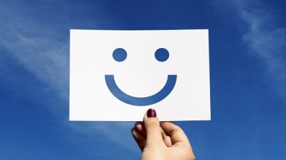 Happines cheerful perforated paper smiley face